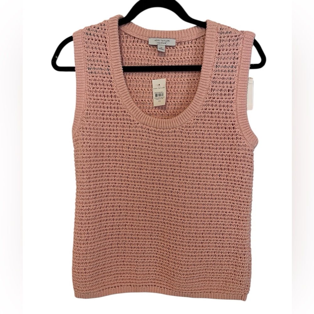 NWT Ann Taylor Weekend SzXS Baby Pink Loose Knit Tank Top